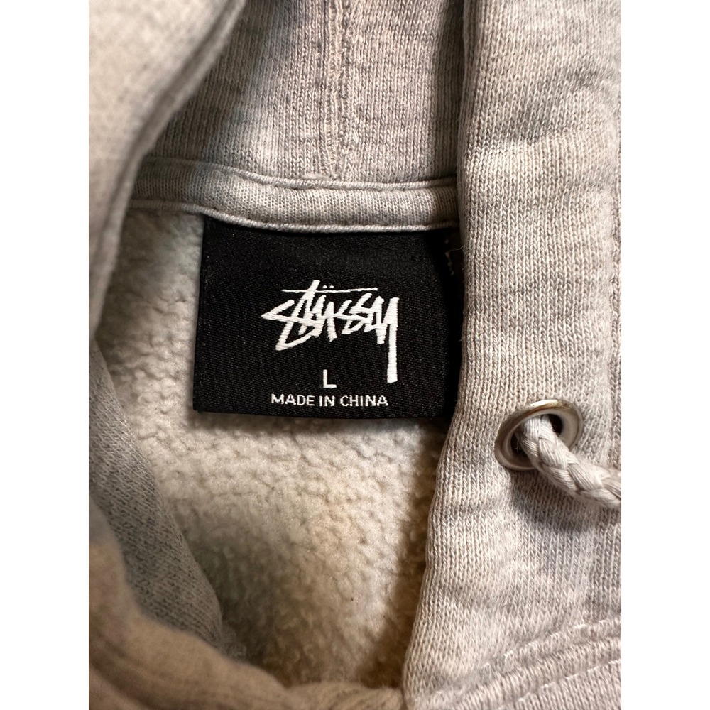 Stussy Mens Heather Gray Sleeve Logo Fleece Pullover Hoodie Size L Z40SAGR018 - Picture 4 of 8
